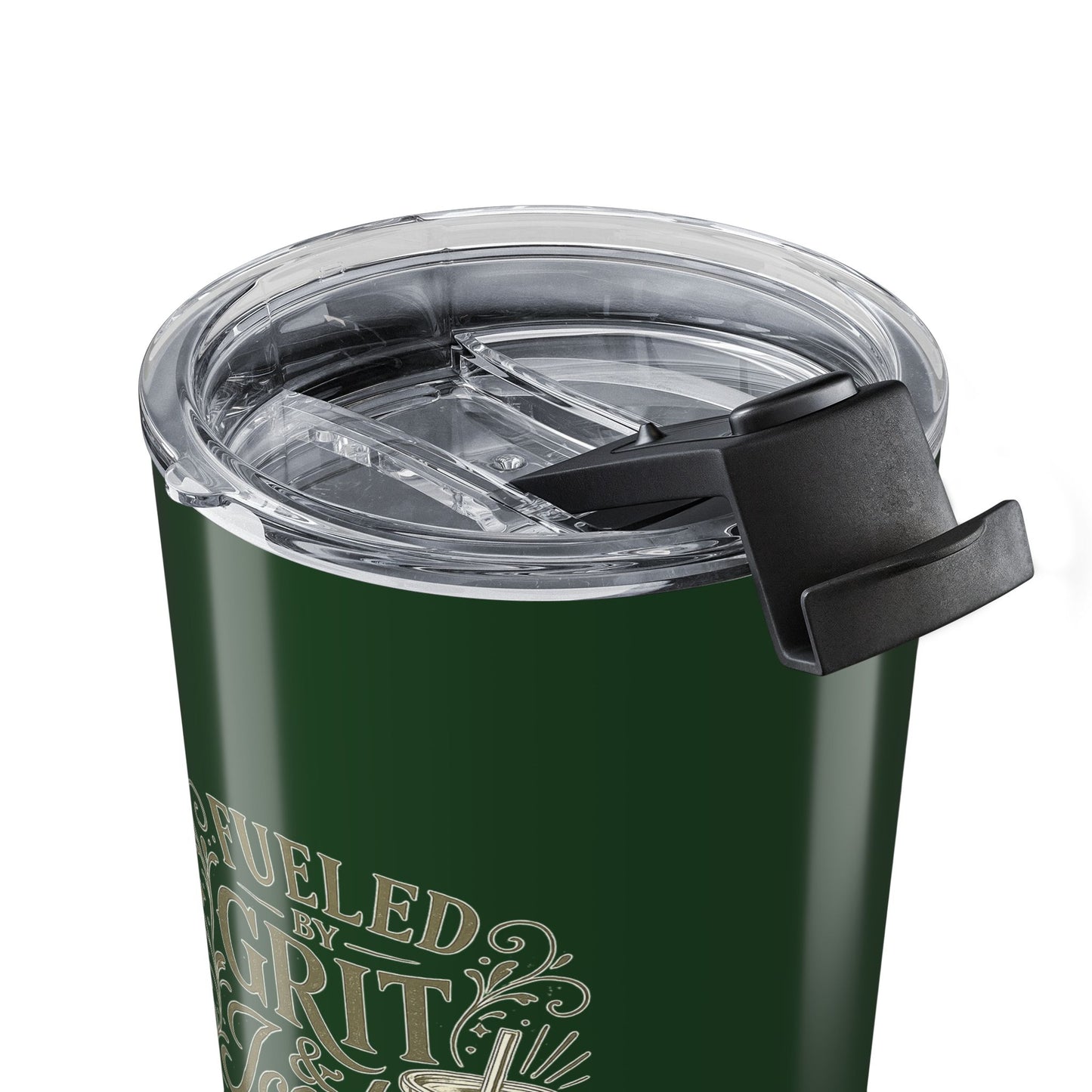 Fueled by Grit & Iced Coffee Tumbler-Forest Green