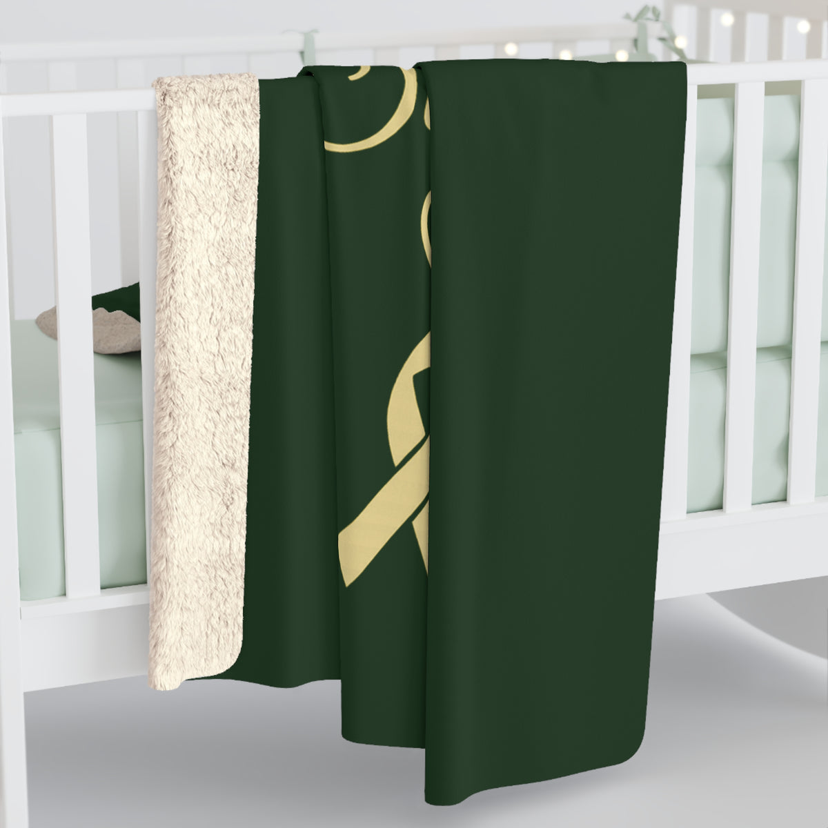 Still Standing, Still Strong™ Cancer Awareness Sherpa Blanket – Green & Gold