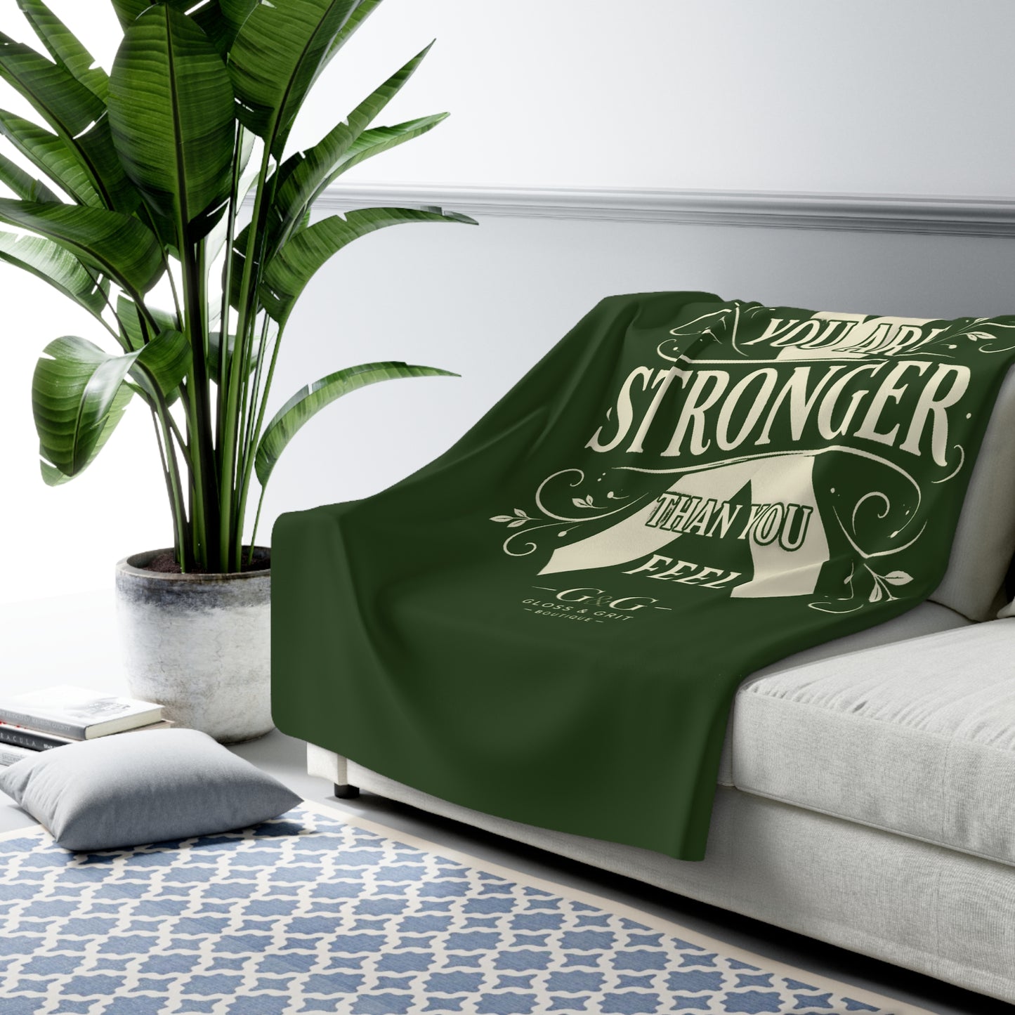 You Are Stronger Than You Feel Sherpa Fleece Blanket