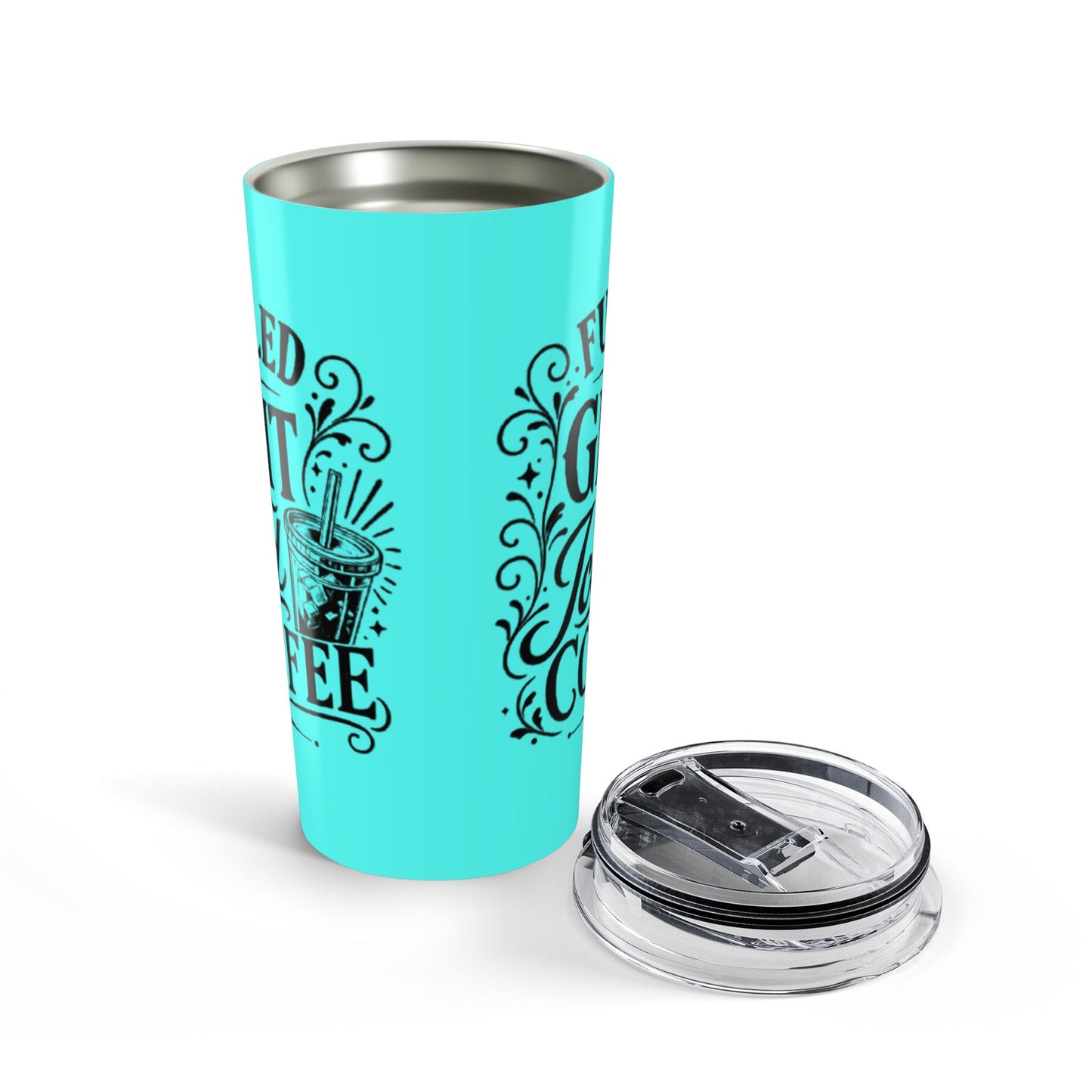 'Fueled by Grit & Iced Coffee' Tumbler - Aqua