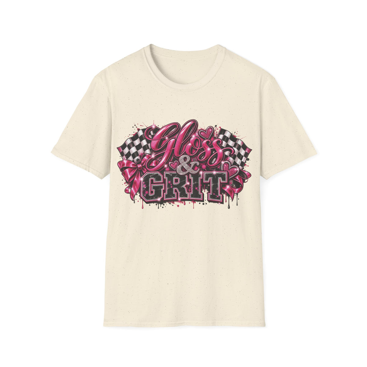 Gloss & Grit Signature Graphic Tee | Pink Racing Glam