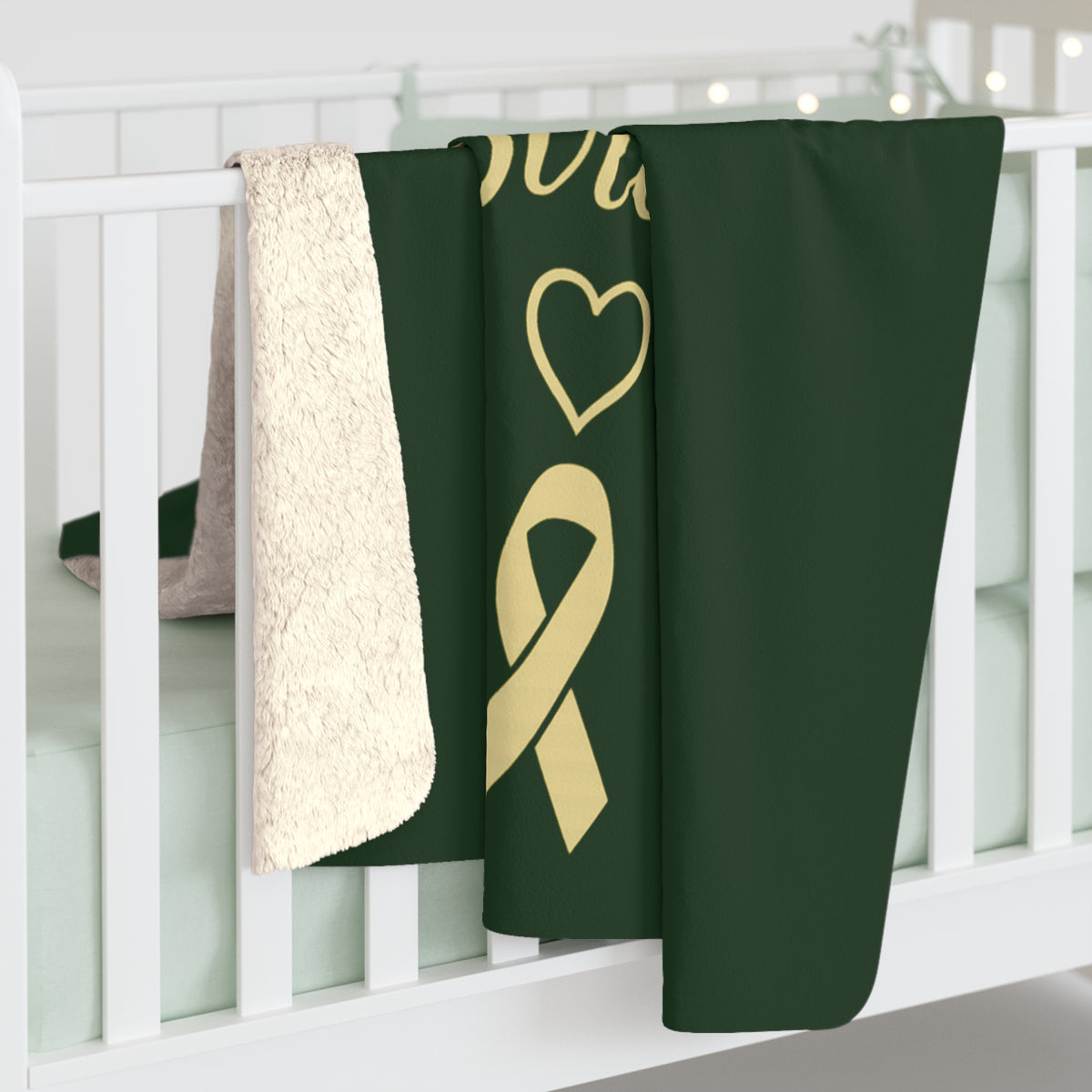 Still Standing, Still Strong™ Cancer Awareness Sherpa Blanket – Green & Gold