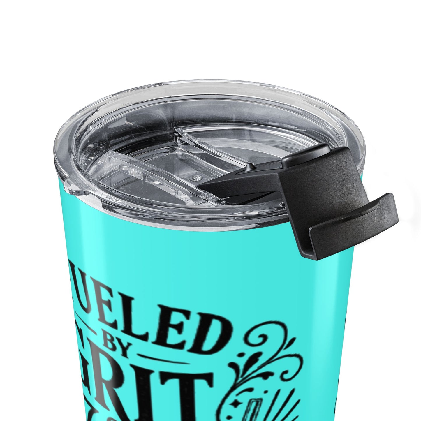 'Fueled by Grit & Iced Coffee' Tumbler - Aqua