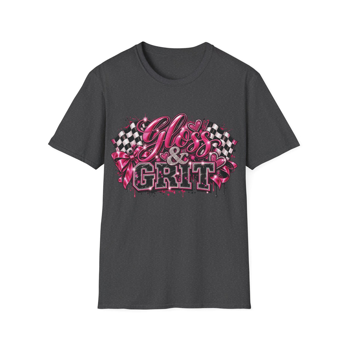 Gloss & Grit Signature Graphic Tee | Pink Racing Glam