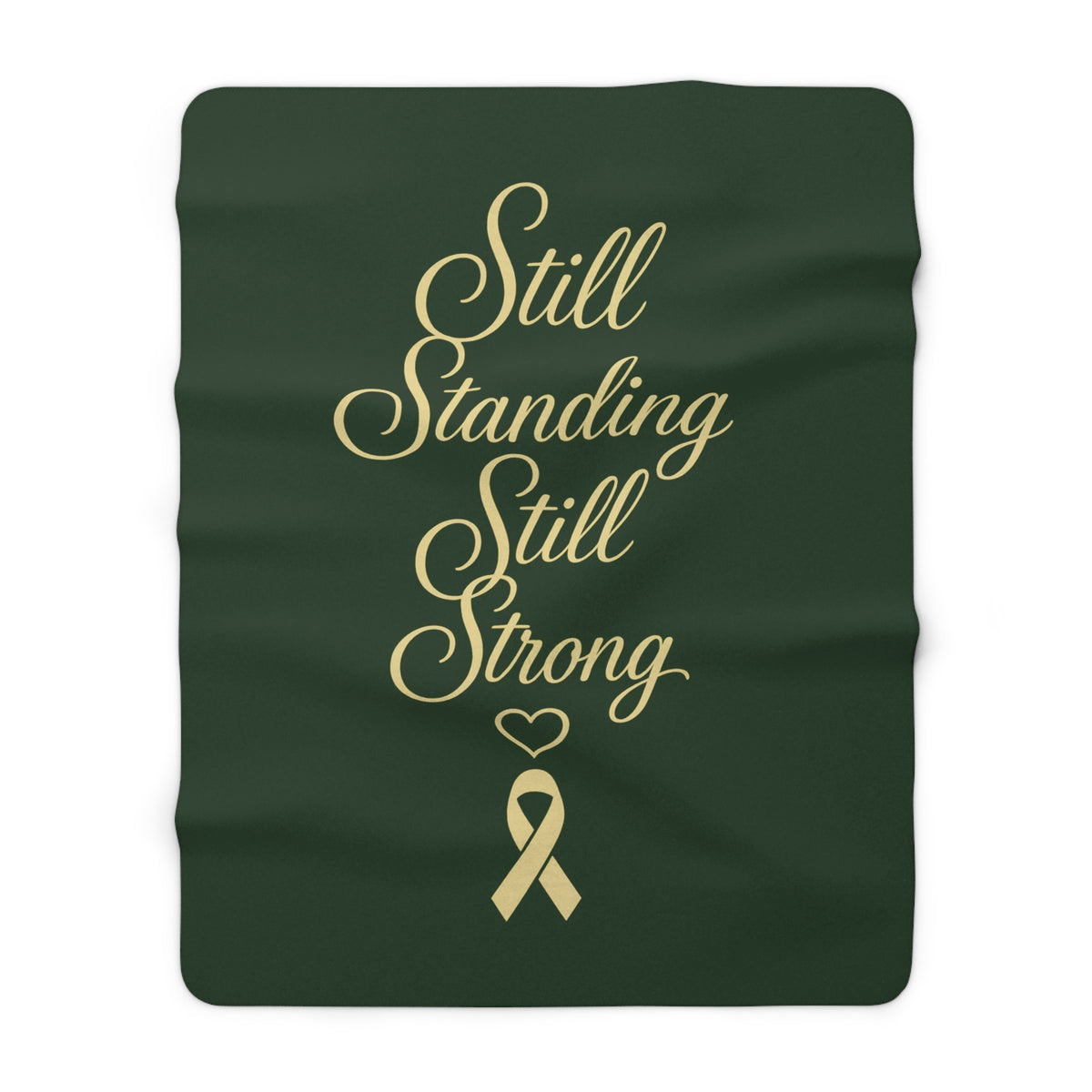 Still Standing, Still Strong™ Cancer Awareness Sherpa Blanket – Green & Gold