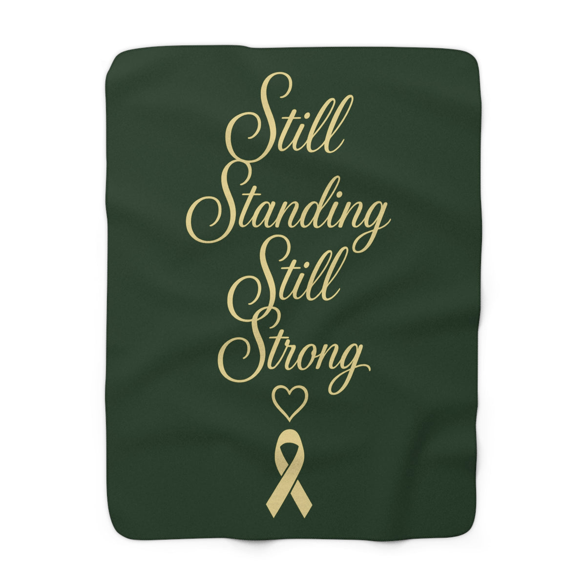 Still Standing, Still Strong™ Cancer Awareness Sherpa Blanket – Green & Gold