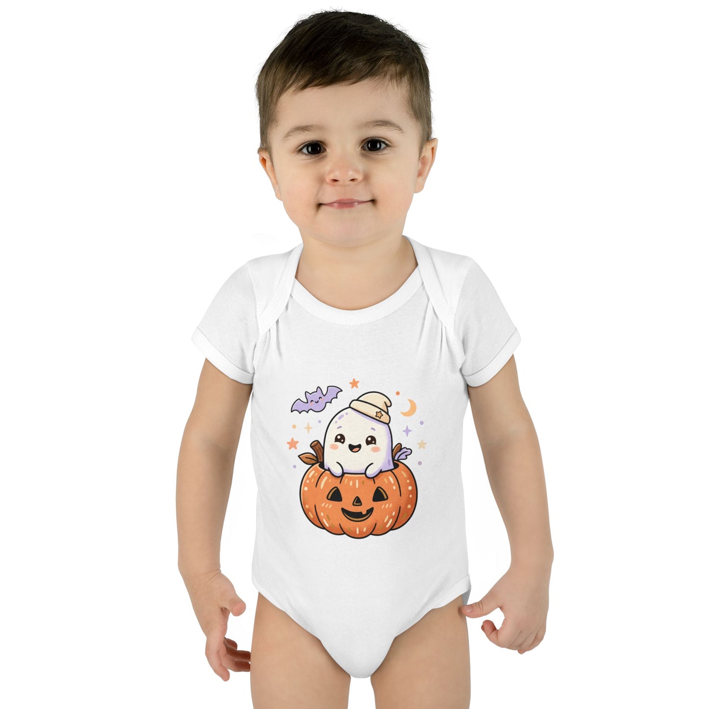Halloween Baby Bodysuit — Cute Ghost in Pumpkin Infant Onesie