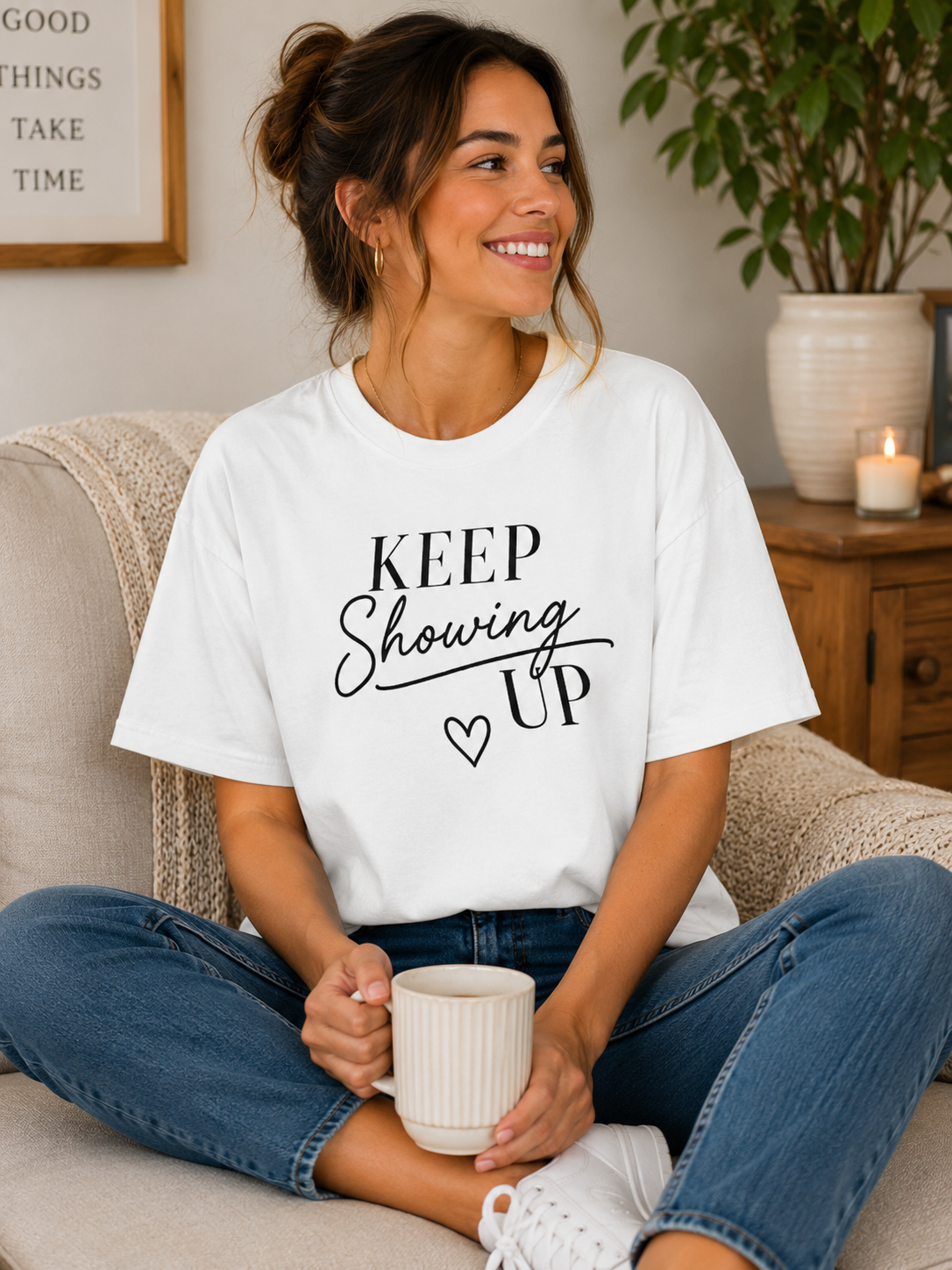 Keep Showing Up Graphic Tee | Motivational Inspirational Shirt | Women's Encouragement Tee
