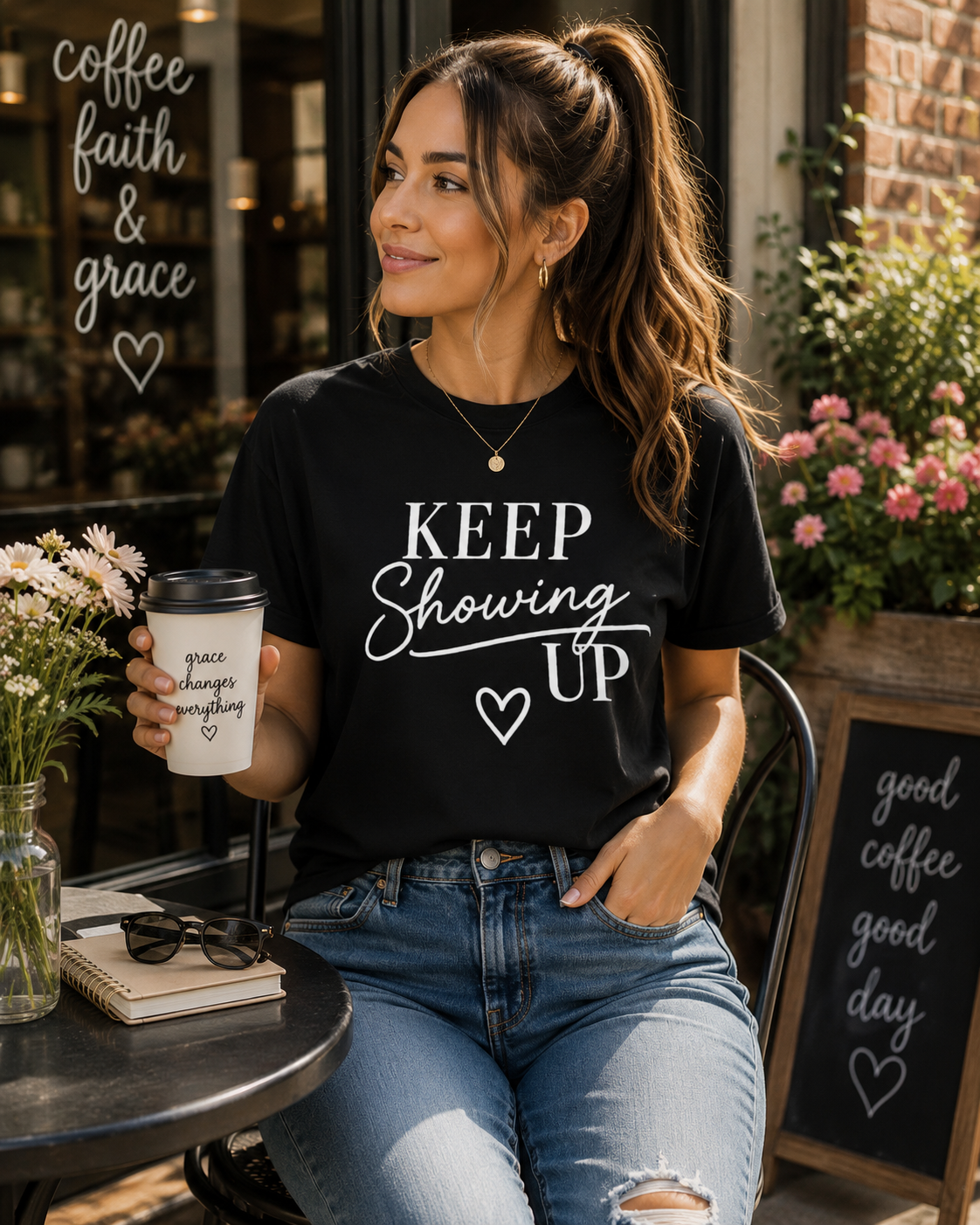 Keep Showing Up Graphic Tee | Motivational Inspirational Shirt | Women's Encouragement Tee