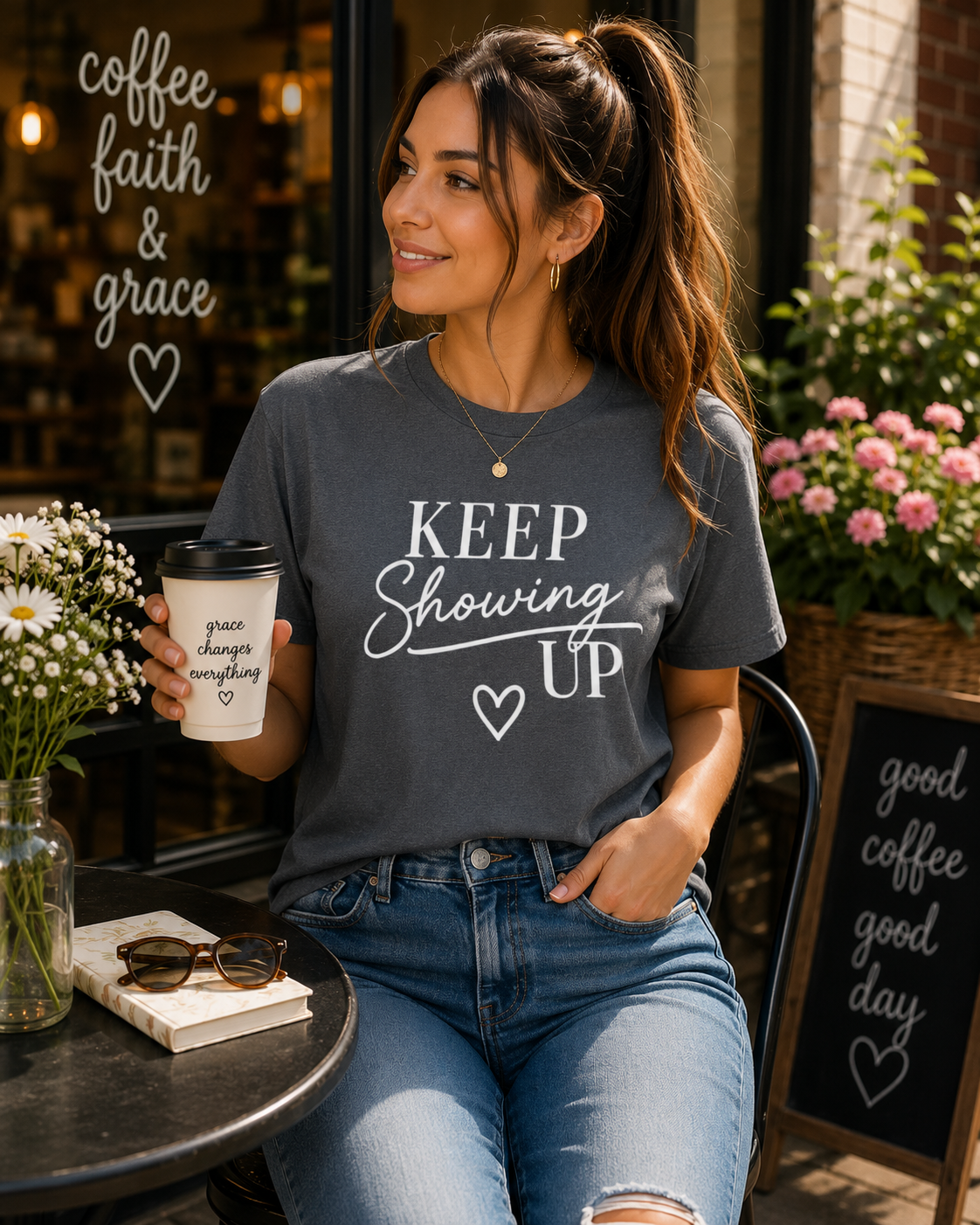 Keep Showing Up Graphic Tee | Motivational Inspirational Shirt | Women's Encouragement Tee