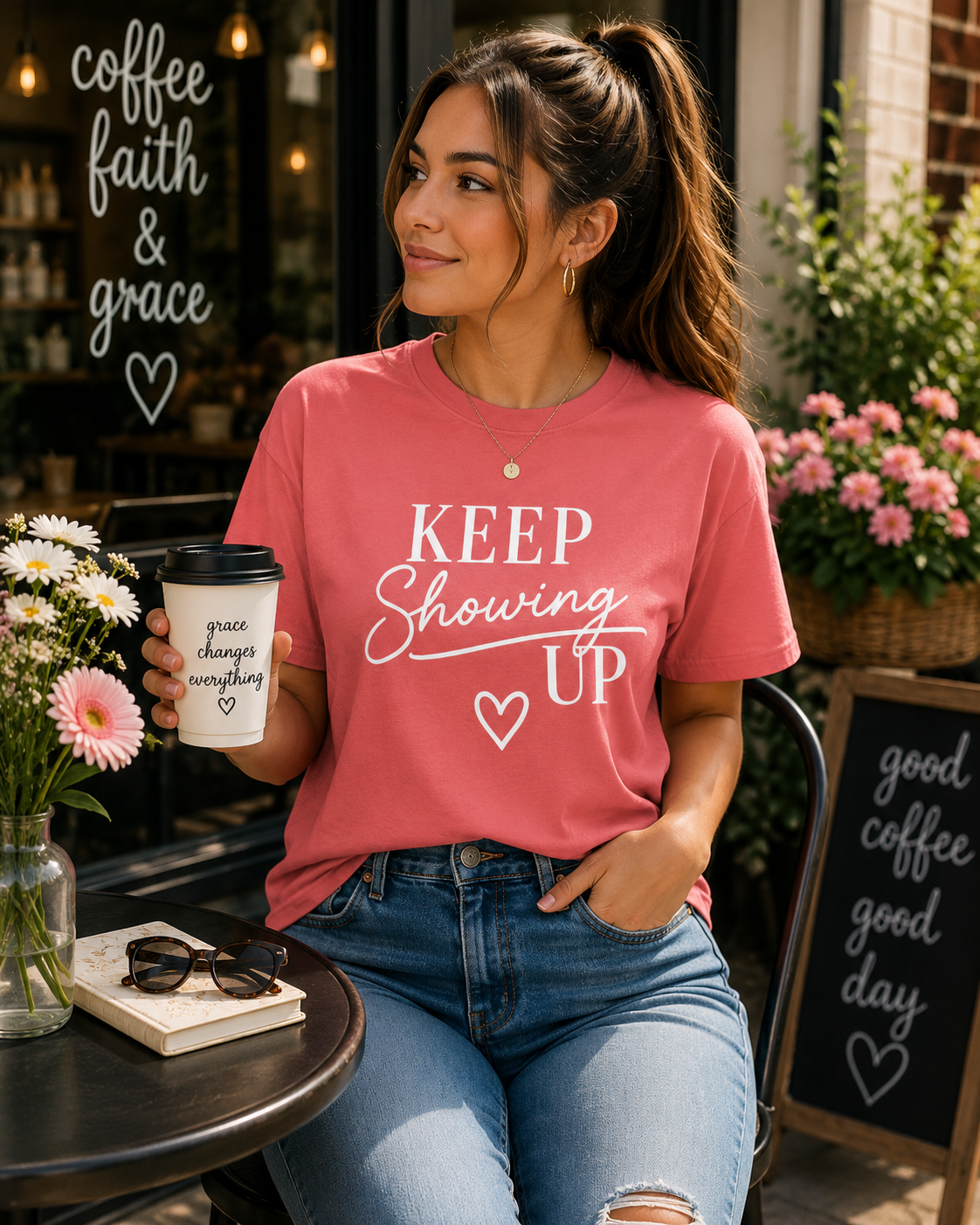 Keep Showing Up Graphic Tee | Motivational Inspirational Shirt | Women's Encouragement Tee