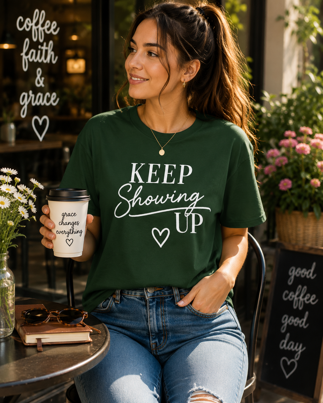 Keep Showing Up Graphic Tee | Motivational Inspirational Shirt | Women's Encouragement Tee