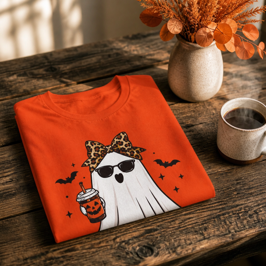 Just Here for the Boos Leopard Ghost Graphic Tee