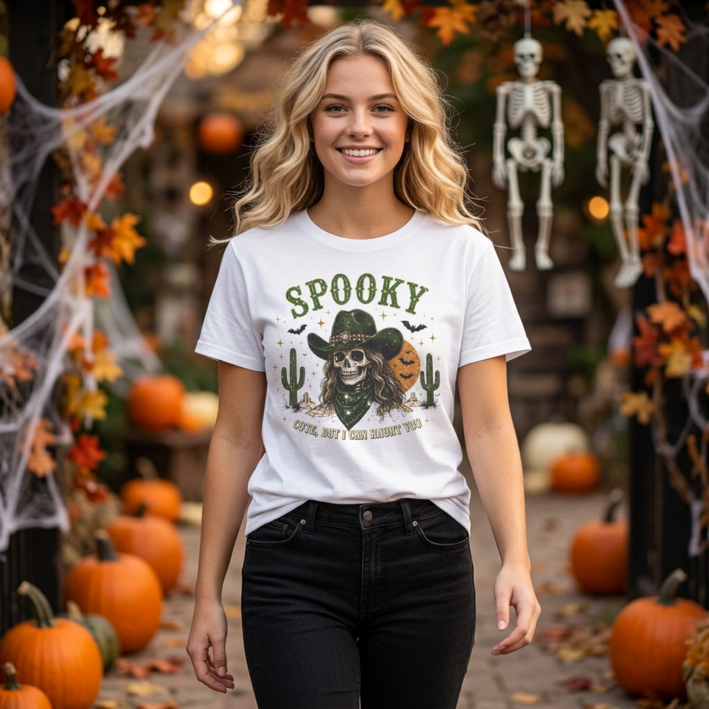 Spooky Cowgirl Cute but I can Haunt You Graphic Tee