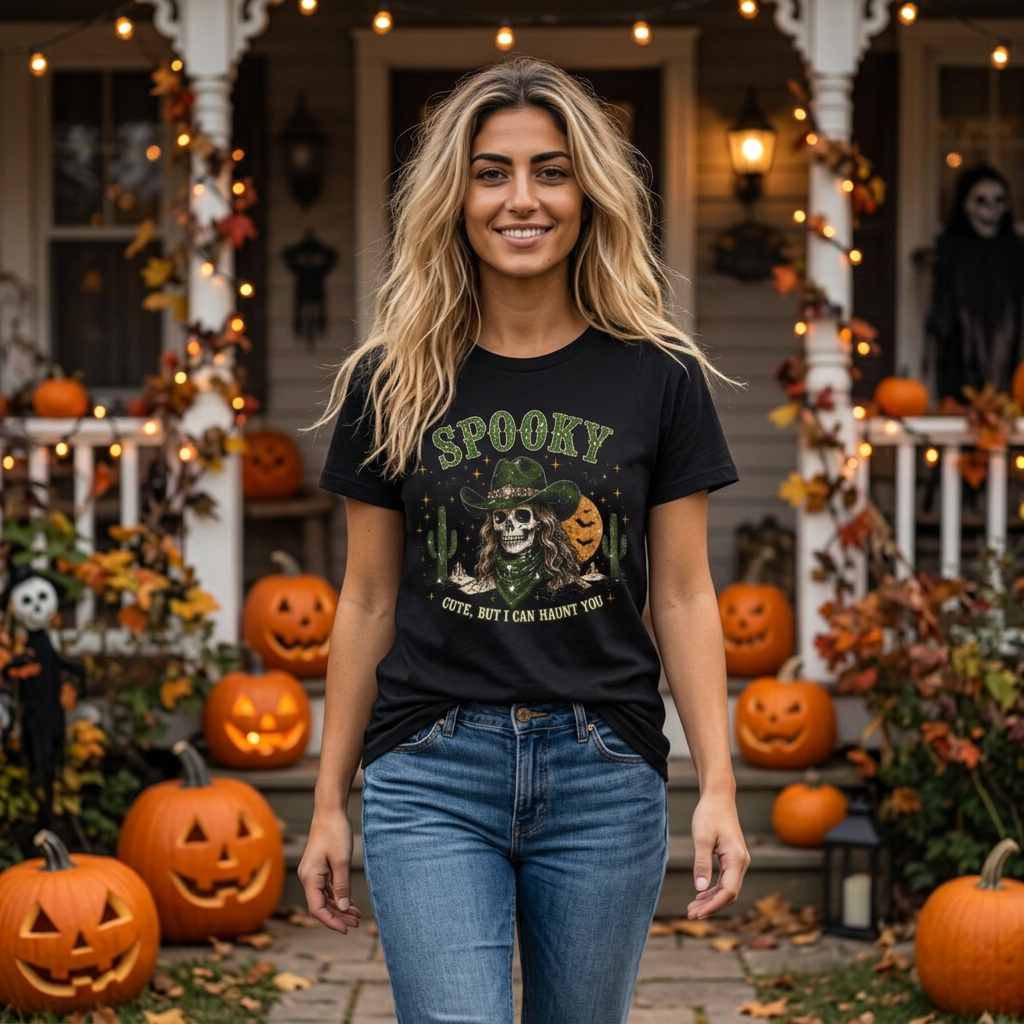 Spooky Cowgirl Cute but I can Haunt You Graphic Tee