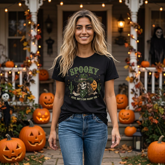 Spooky Cowgirl Cute but I can Haunt You Graphic Tee