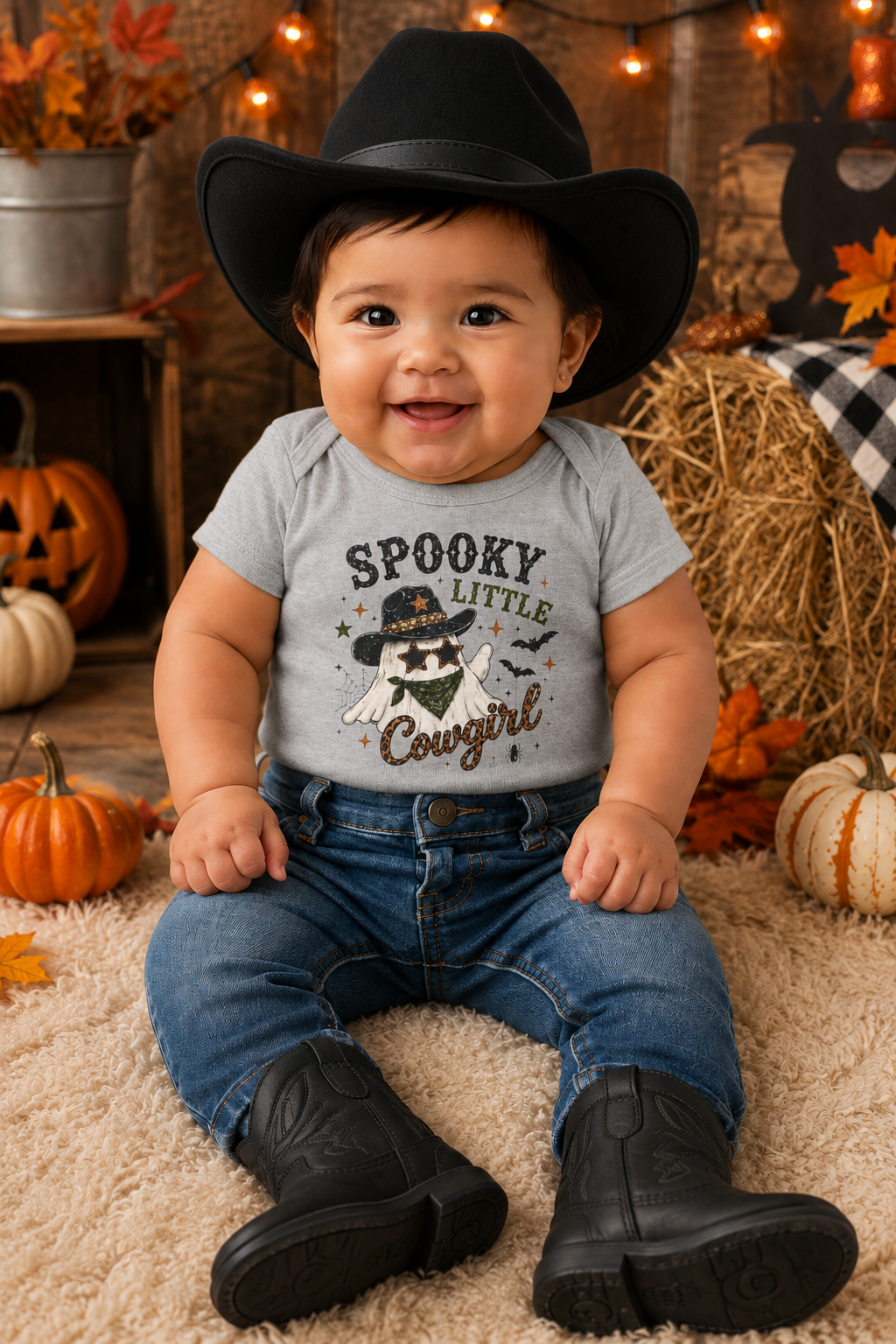 Spooky Little Cowgirl Western Halloween Baby Bodysuit
