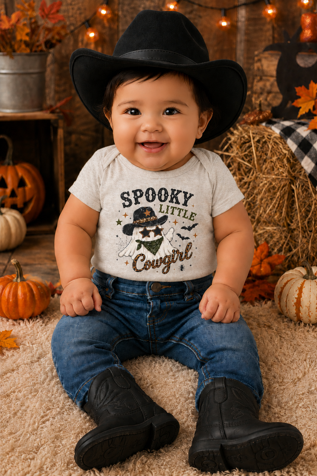 Spooky Little Cowgirl Western Halloween Baby Bodysuit