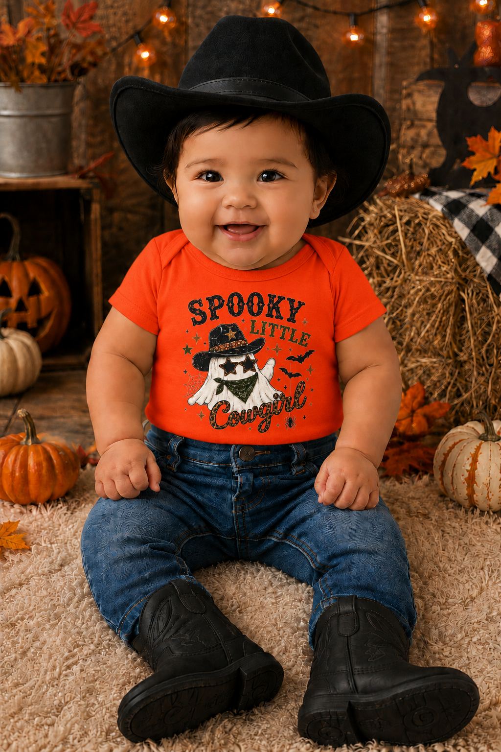 Spooky Little Cowgirl Western Halloween Baby Bodysuit