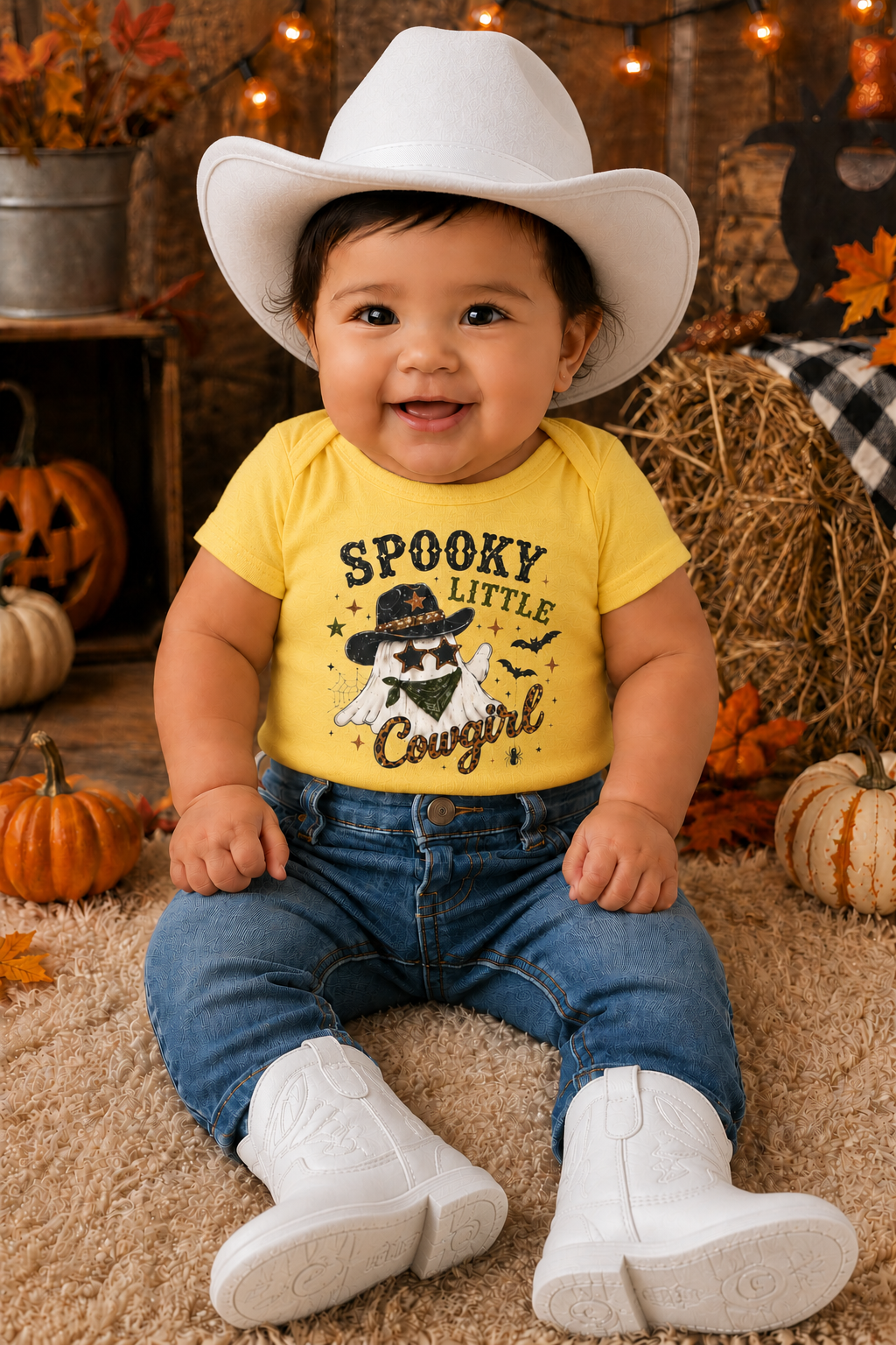 Spooky Little Cowgirl Western Halloween Baby Bodysuit