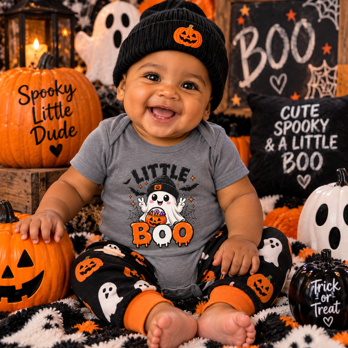 Baby Bodysuit — "Little Boo" Cute Halloween Ghost Onesie
