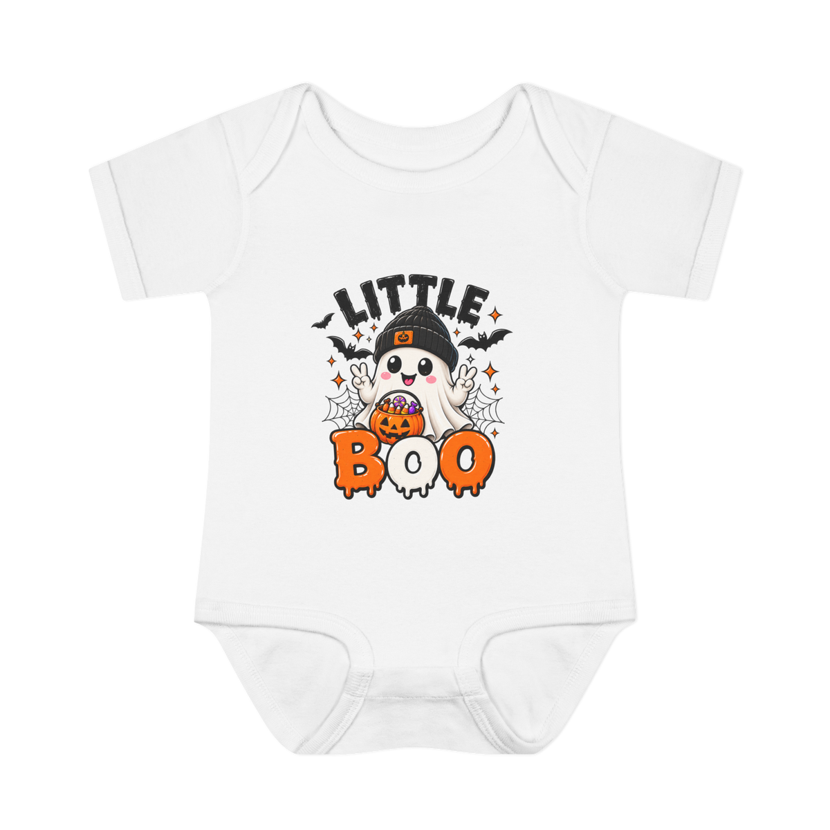 Baby Bodysuit — "Little Boo" Cute Halloween Ghost Onesie