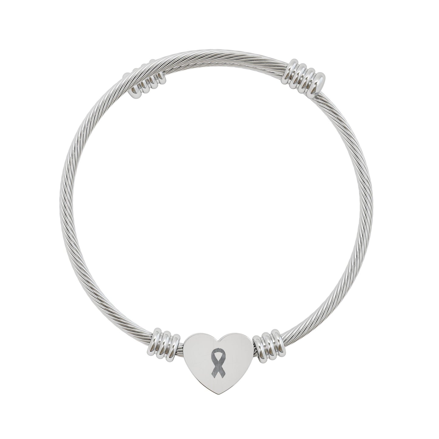 Engravable Heart Cuff Bracelet – Green Awareness Ribbon