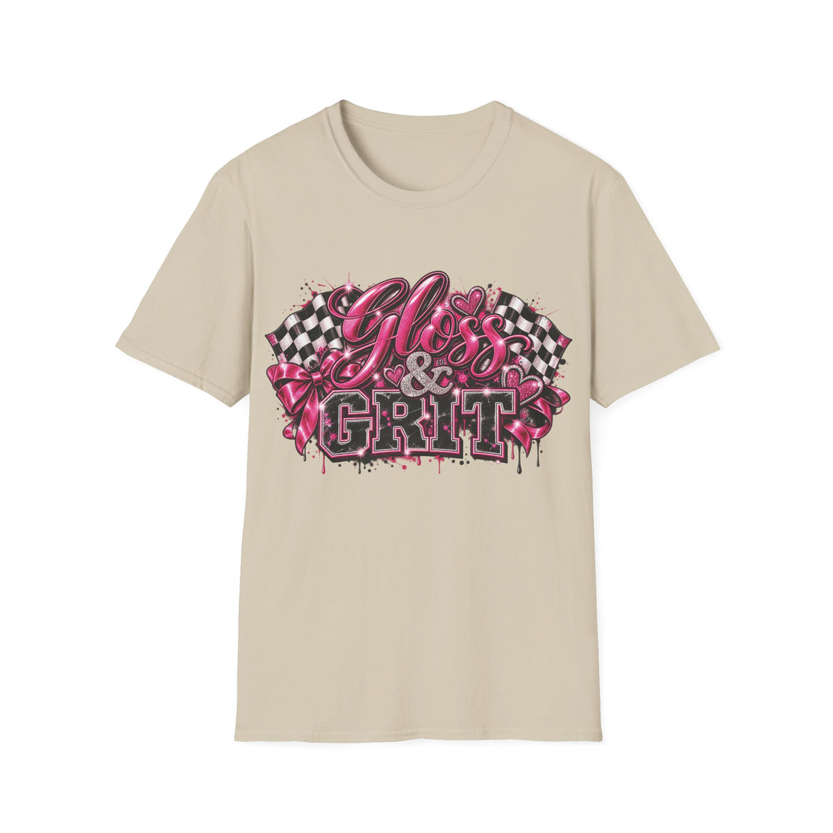 Gloss & Grit Signature Graphic Tee | Pink Racing Glam