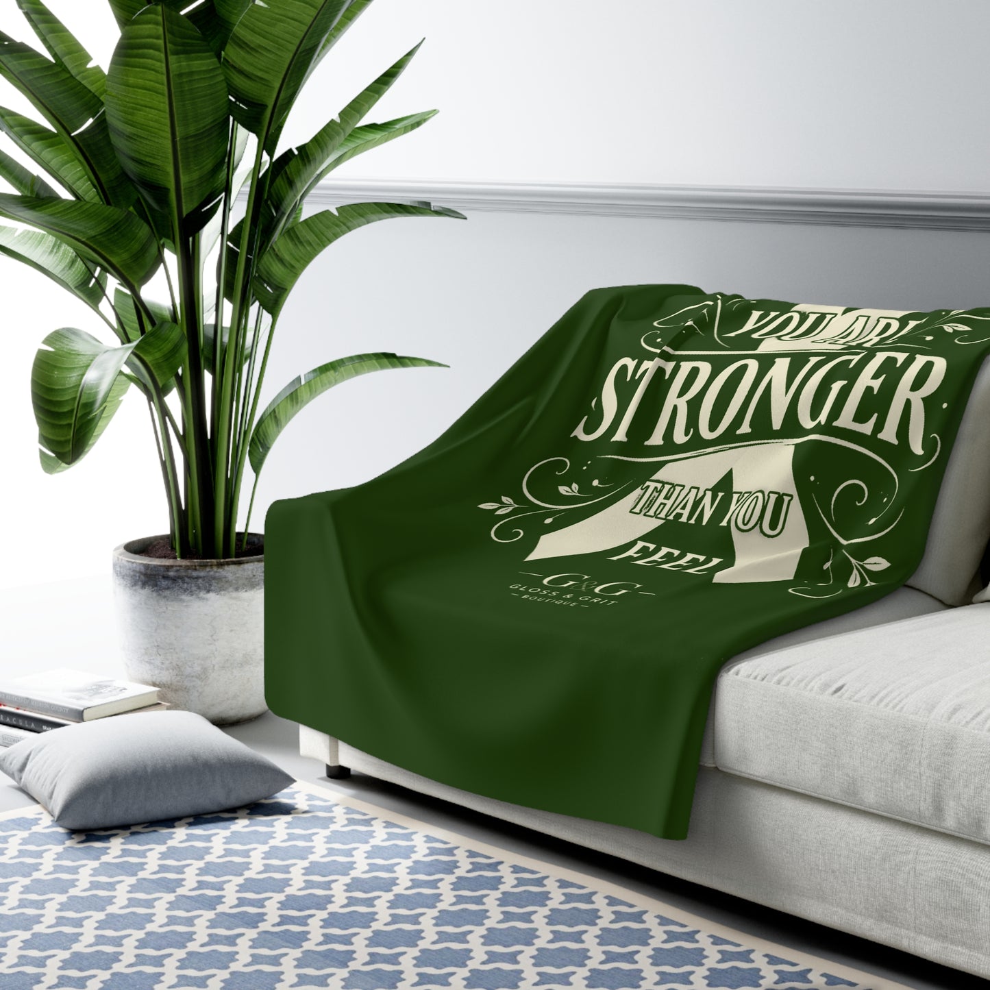 You Are Stronger Than You Feel Sherpa Fleece Blanket