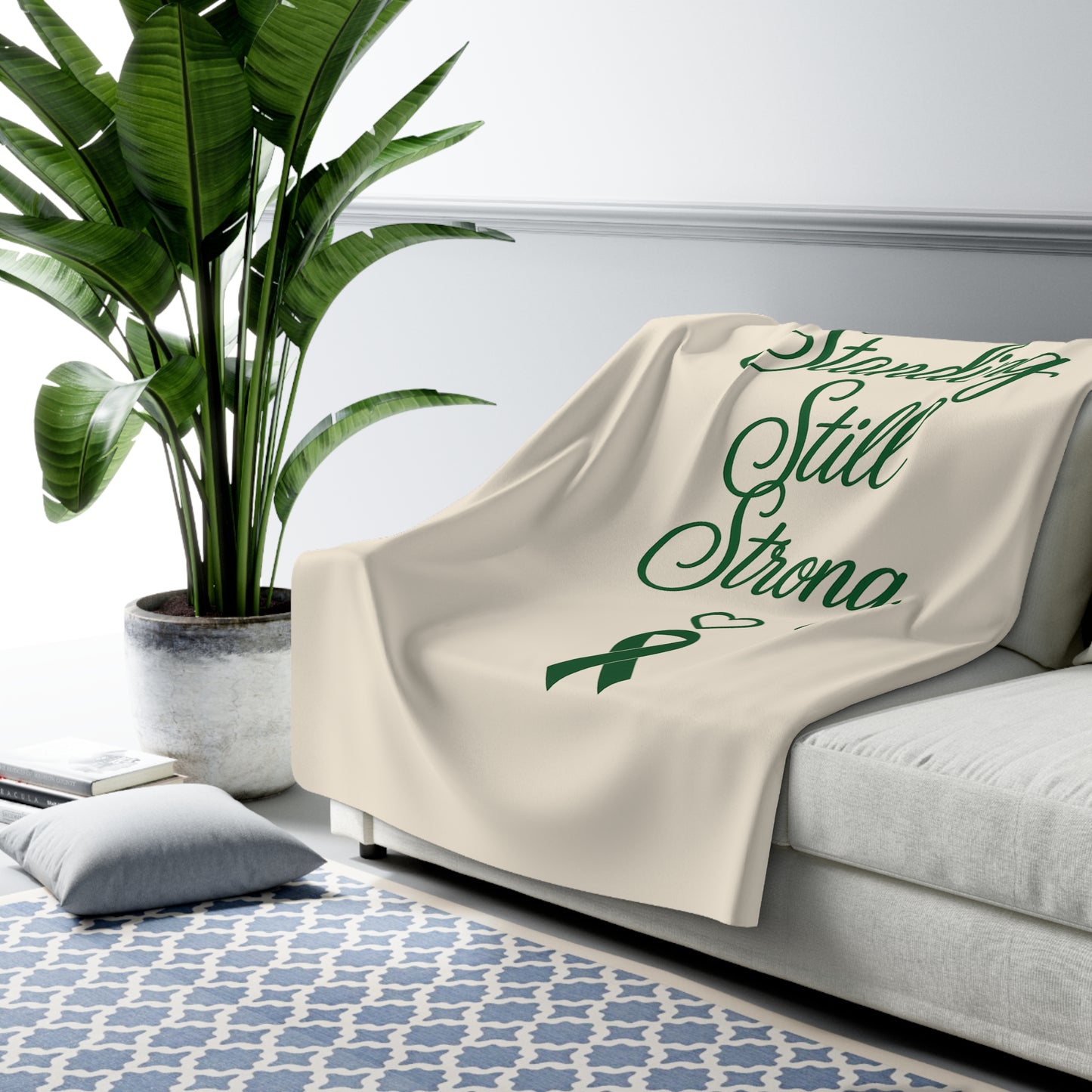 Still Standing Still Strong Sherpa Blanket-Inspirational Cancer Awareness Throw
