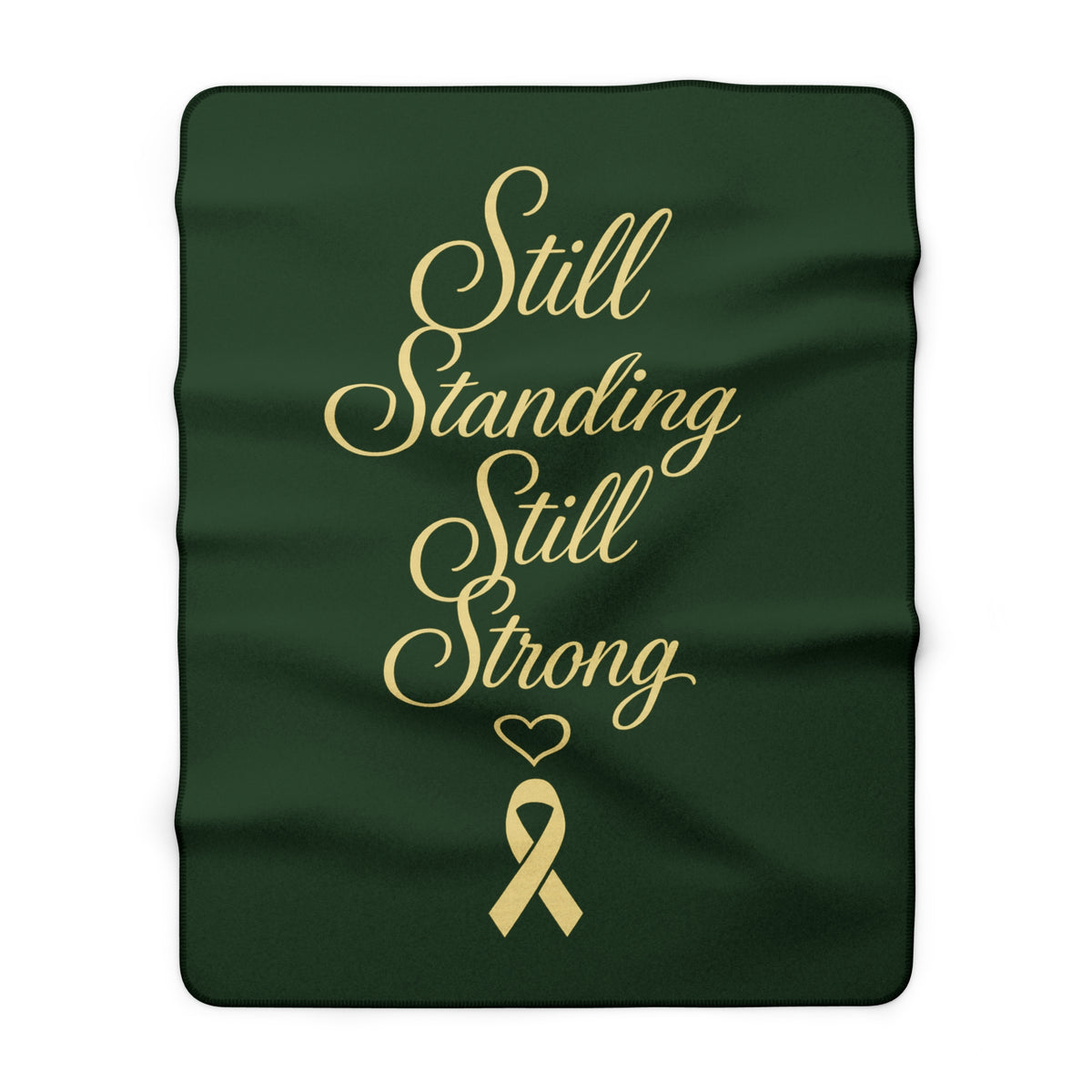 Still Standing, Still Strong™ Cancer Awareness Sherpa Blanket – Green & Gold
