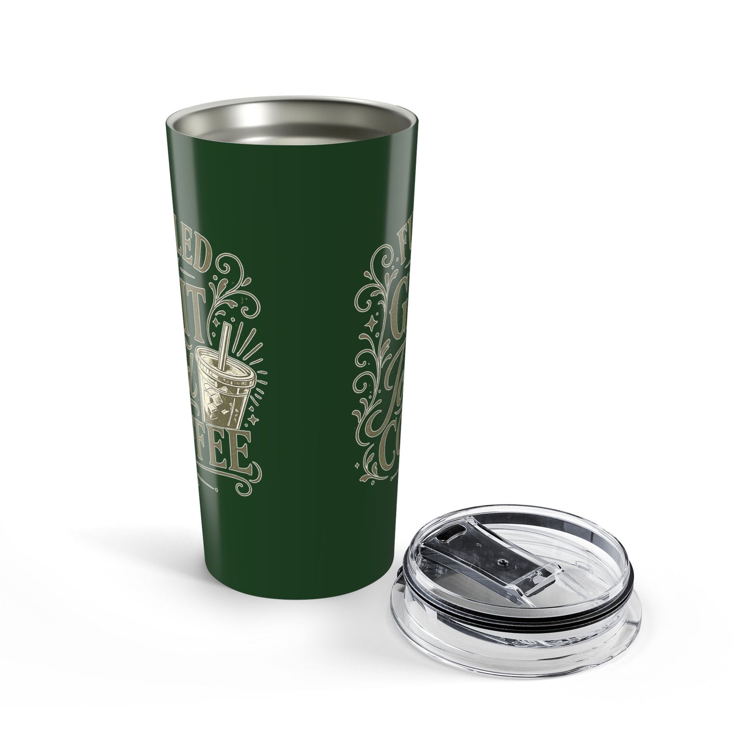 Fueled by Grit & Iced Coffee Tumbler-Forest Green